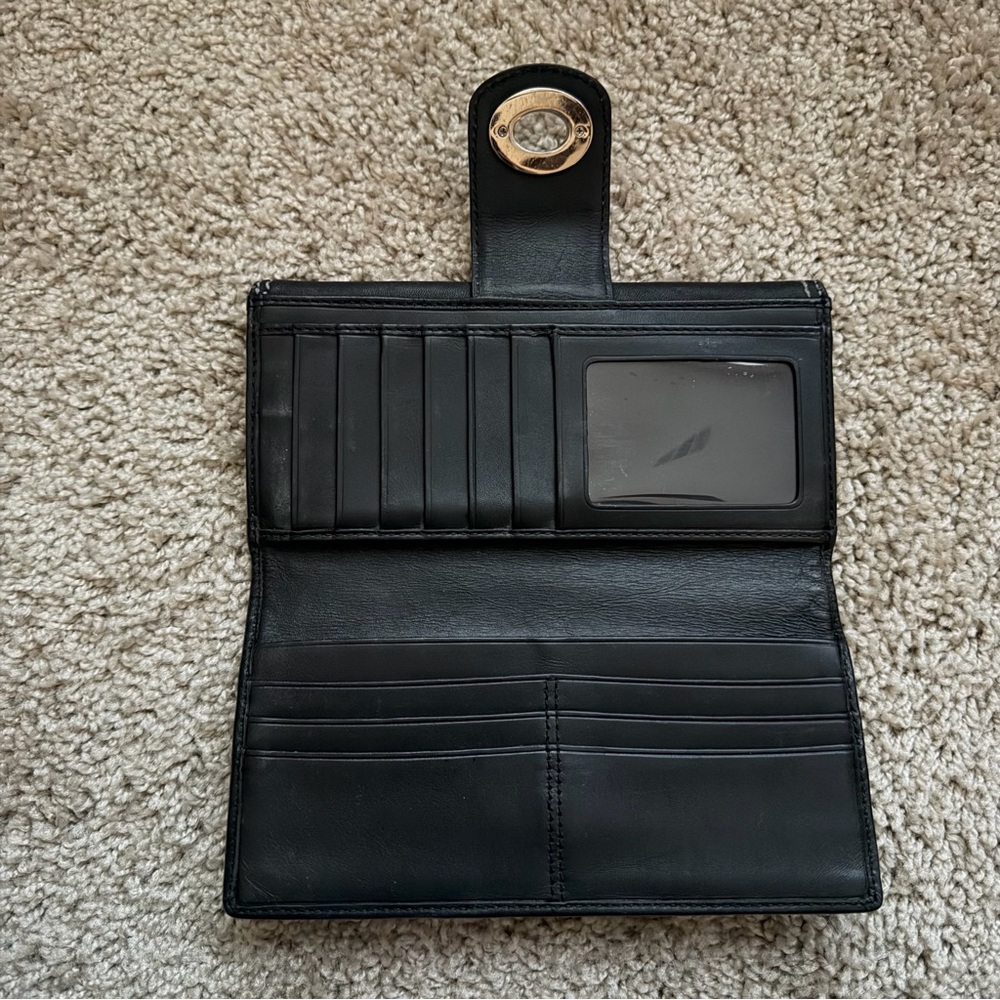 Coach Black Leather Turnlock Continental Wallet – Classic Stitching - Picture 8 of 16